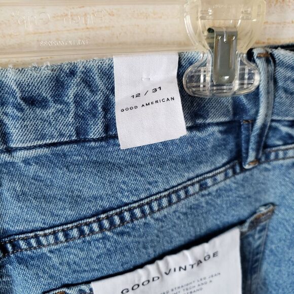 Good American Good Vintage High Waist Distressed Denim Stretchy Jeans Frayed Hem - Picture 5 of 8